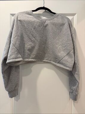 Beyond Yoga Light Gray Cropped Crewneck Sweatshirt